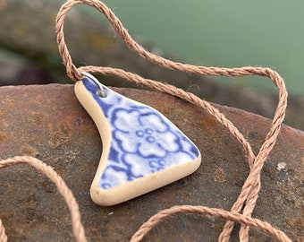 Eco friendly necklace, sea pottery necklace, eco friendly gift for her. Ethical jewellery, boho gift for ocean lover. Boho beach jewellery