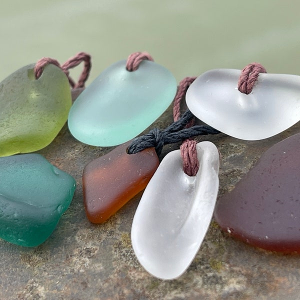 Unisex Cornish sea glass necklace, surf necklace, hippy necklace, gift for him, gift for her, recycled necklace, eco friendly necklace, boho