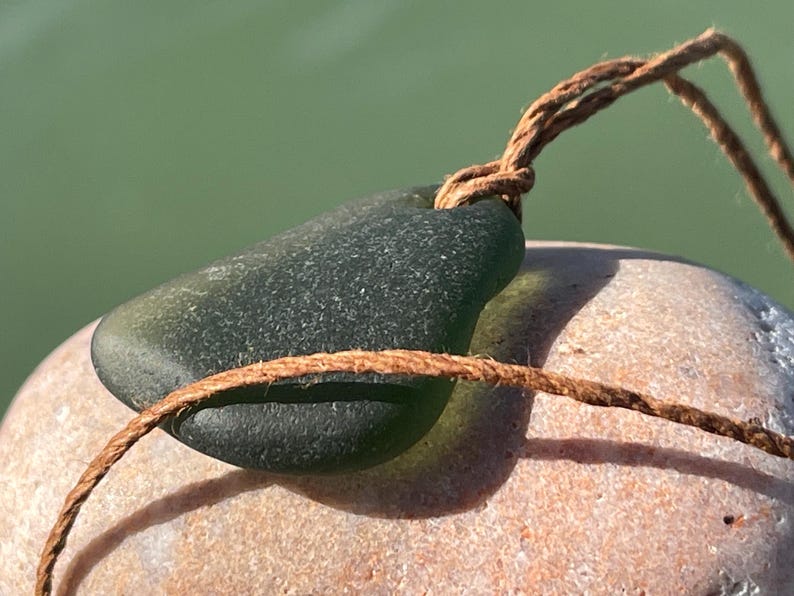 Ethically sourced sea glass pendant. Recycled necklace, unique boho gift for her, ethical jewellery, unique earthy jewelry handmade necklace 4