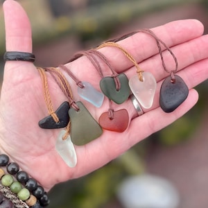 Unisex Cornish sea glass necklace, surf necklace, hippy necklace, gift for him, gift for her, recycled necklace, eco friendly necklace, boho
