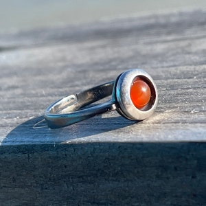 Adjustable carnelian ring, boho ring. Handmade ring, gift for her, boho jewellery, carnelian jewellery, sterling silver ring, orange ring image 3
