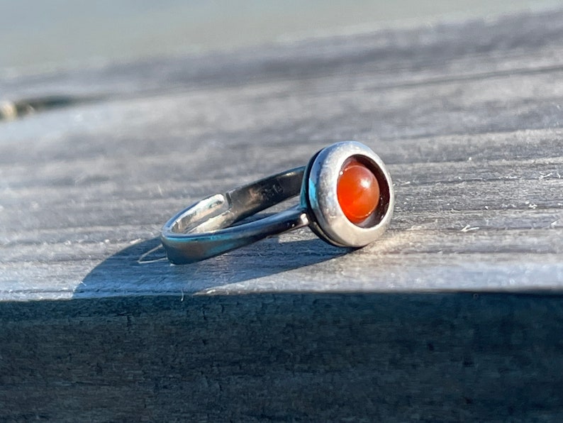 Adjustable carnelian ring, boho ring. Handmade ring, gift for her, boho jewellery, carnelian jewellery, sterling silver ring, orange ring image 3