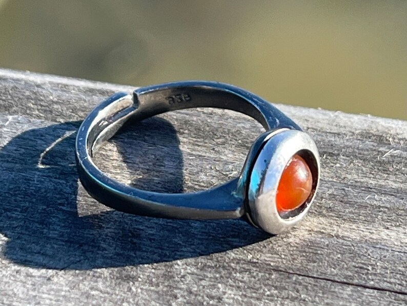 Adjustable carnelian ring, boho ring. Handmade ring, gift for her, boho jewellery, carnelian jewellery, sterling silver ring, orange ring image 1