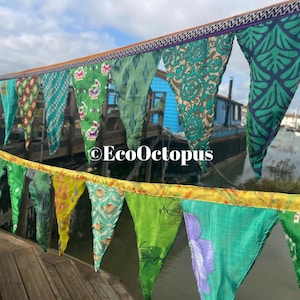GREEN Eco-Friendly Handmade Recycled Bunting, Ethical Gift ideas.