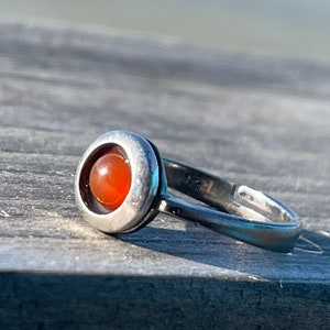 Adjustable carnelian ring, boho ring. Handmade ring, gift for her, boho jewellery, carnelian jewellery, sterling silver ring, orange ring image 6