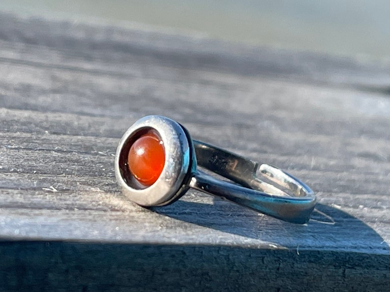 Adjustable carnelian ring, boho ring. Handmade ring, gift for her, boho jewellery, carnelian jewellery, sterling silver ring, orange ring image 6