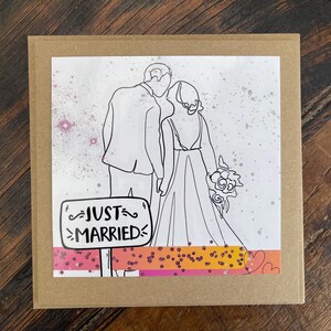 Biglietto "Just married", biglietto di nozze fatto a mano e riciclato. Biglietto di nozze fatto in casa. Biglietto di nozze ecologico. Biglietto di nozze riciclato.