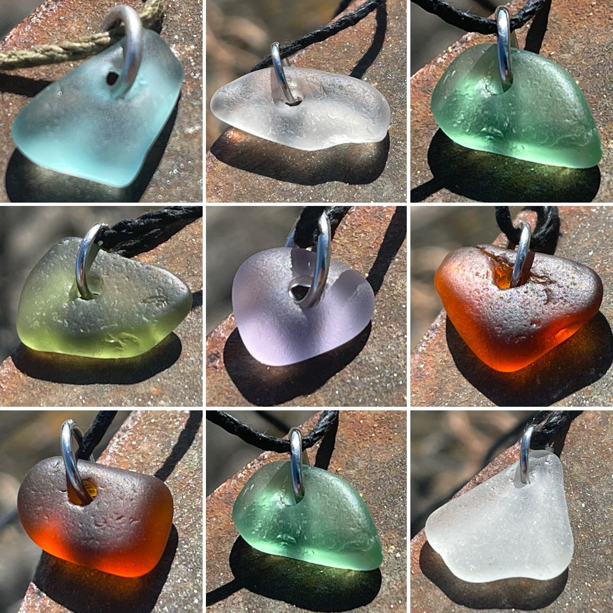 Rustic sea glass necklace. Recycled necklace, unisex necklace. Sea glass pendant, eco friendly gift for him, boho ethical gifts for her