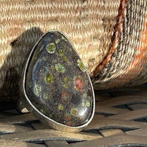 Gogunjula jasper ring. Handmade ring, gift for her, gift for him, unusual ring, Green jasper jewellery, boho jewellery, large gemstone ring