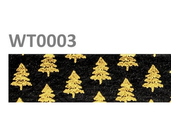 10m x 15mm Premium Washi Tape Roll - Gold Foil Christmas Trees  - Scrapbook Decorative Journal Masking Adhesive Planner Eco Tape - UK Stock