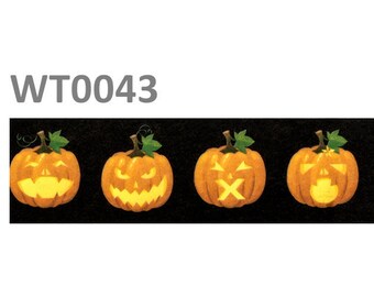 10m x 15mm Premium Washi Tape Roll - Pumpkin Lanterns - Scrapbook Decorative Journal Masking Adhesive Planner Eco Tape - UK Stock