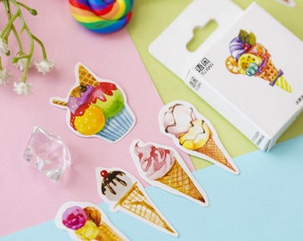 46 Ice Creams & Sundaes Stickers In A Box | Cute, Colourful, Collectible | Perfect Touch For Planners, Scrapbooks | UK Stock Fast Post