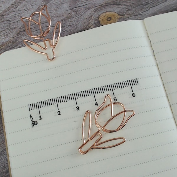 Rose Gold Cute Flower Paperclip- Single, Set of 5 or Set of 20 - Planner/Journal Accessory - Rose Gold Stationery