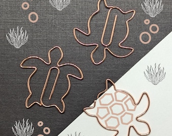 Turtle Paperclip - Rose Gold Cute - Buy One, Set of 5 or Set of 20 - Planner/Journal Accessory - Rose Gold Stationery - Planner Clip