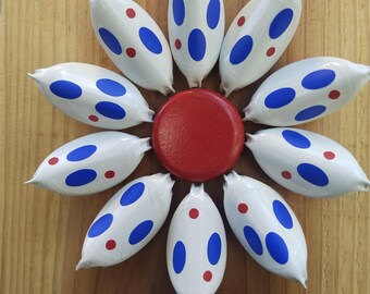 Buffalo Bills Themed Bottle Cap Flower | Rustic Upcycled Wall Art |  Football Fan Gift