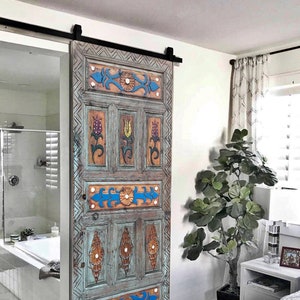 Carved Distressed Barn Door, Farmhouse Entrance Front Door, Interior, Exterior Doors, Dining Table, Bed Headboard, Wood Wall Art Decor