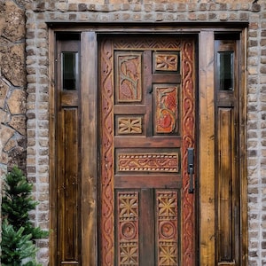 Custom Carved Wooden Front Door, Handcrafted Entrance Doors, Antique Barn Doors, Interior Exterior, Double, Single Door, Pantry Doors, Panel