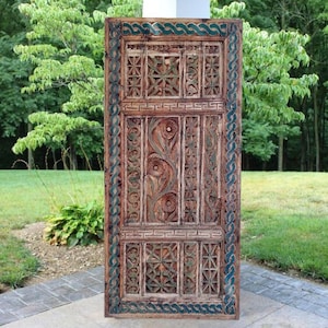 Carved Solid Wood Front Door – Antique Barn Style for Interior or Exterior | Custom Handcrafted Entryway Door | Rustic Home Accent