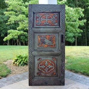 Owl Carved Front Door, Antique Barn Doors, Custom Size Solid Wooden Interior, Exterior Doors, Wall Decor, Bed Headboard, Table Top