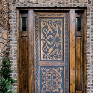 Hand Carved Wooden Front Doors Exterior, Antique Interior Room Sliding Barn Door, Custom Craftsman, Hinged, Pocket, Pantry Door