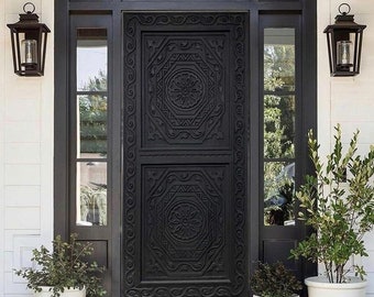 Hand Carved Black Custom Build Doors, Antique Sliding Barn Door, Custom Size Interior Exterior Doors, Hinged Doors, Pocket Door, Pantry Door