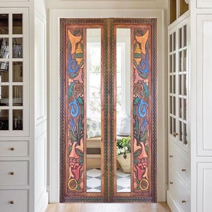 Farmhouse Exterior Front French Door, Double or Single Doors, Interior Doors, Barn Door, Custom Built Hand-Carved Floral Pantry, Closet Door