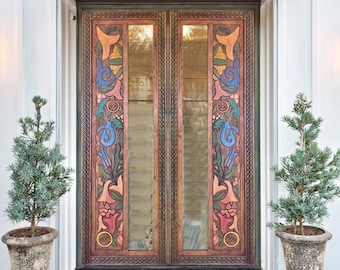 Farmhouse Exterior Front French Door, Double or Single Doors, Interior Doors, Barn Door, Custom Built Hand-Carved Floral Pantry, Closet Door