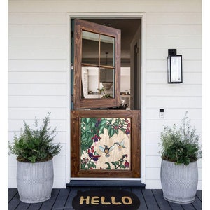 Hand Carved Hummingbird Dutch Door, Custom Size Farmhouse Doors, Top Lite Glass or Solid Wood Dutch Doors, Exterior Interior Front Doors