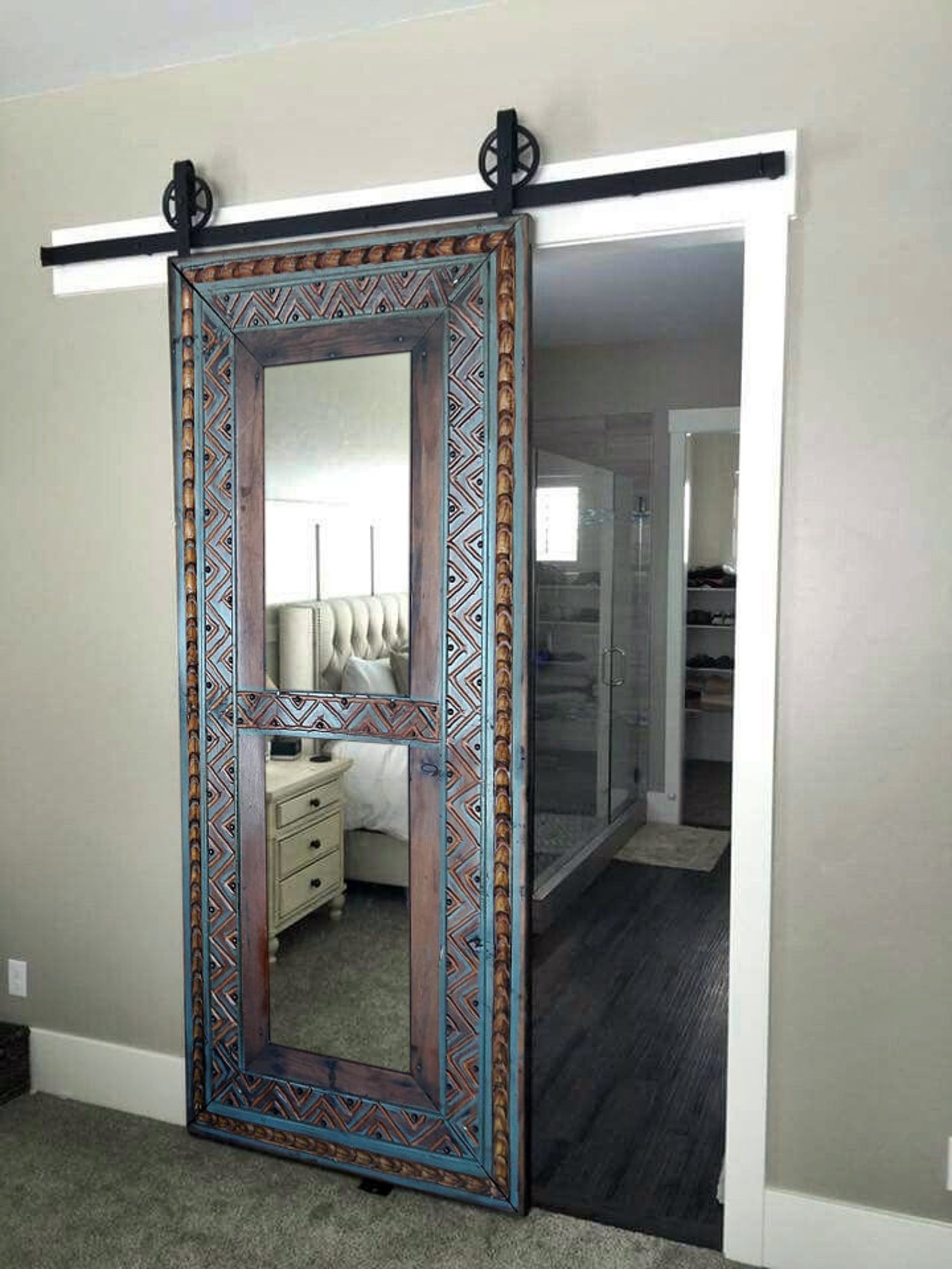 Puerta del granero del espejo doble o individual de la mano | Etsy