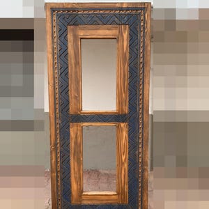 Hand Carved Glass French Door, 37.5 by 84 inches Entrance Front Door, Antique Door, Interior, Exterior, Door, Pantry Doors, Wall Panel