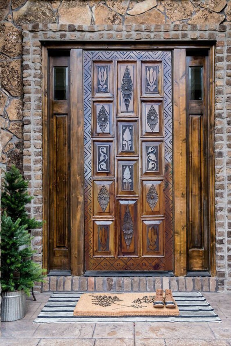 Handcarved Solid Wood Barn Door Vintage Exterior Entrance Etsy