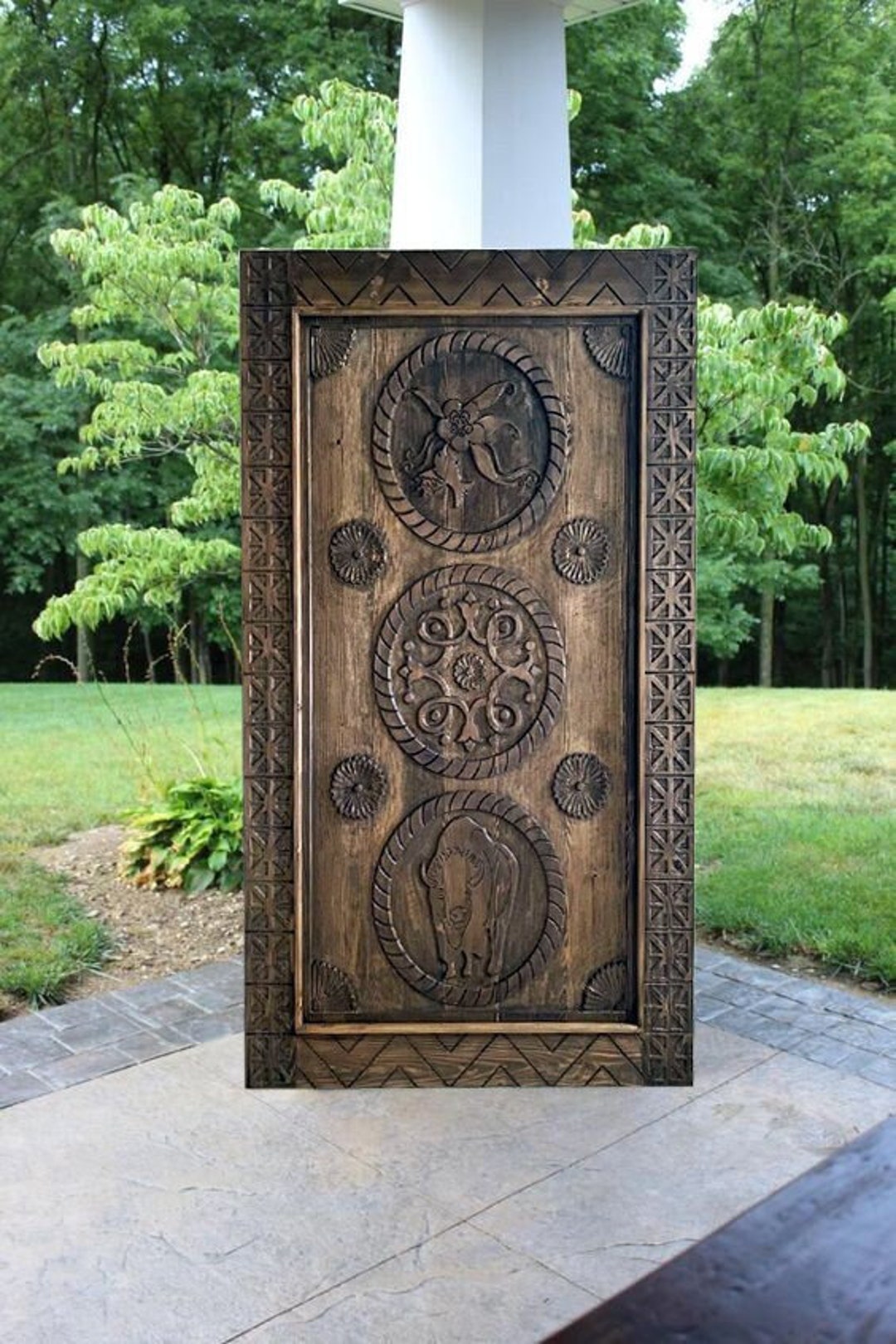 Custom Built Hand Carved Buffalo Door Entrance Front Door Etsy