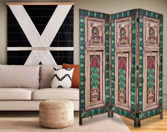 Hand-carved Wood Room Divider Screen, Vintage 3 Panels Room Dividers, Boho Decor, Dressing Screen for Bedroom, Poolside, Seaside, Garden