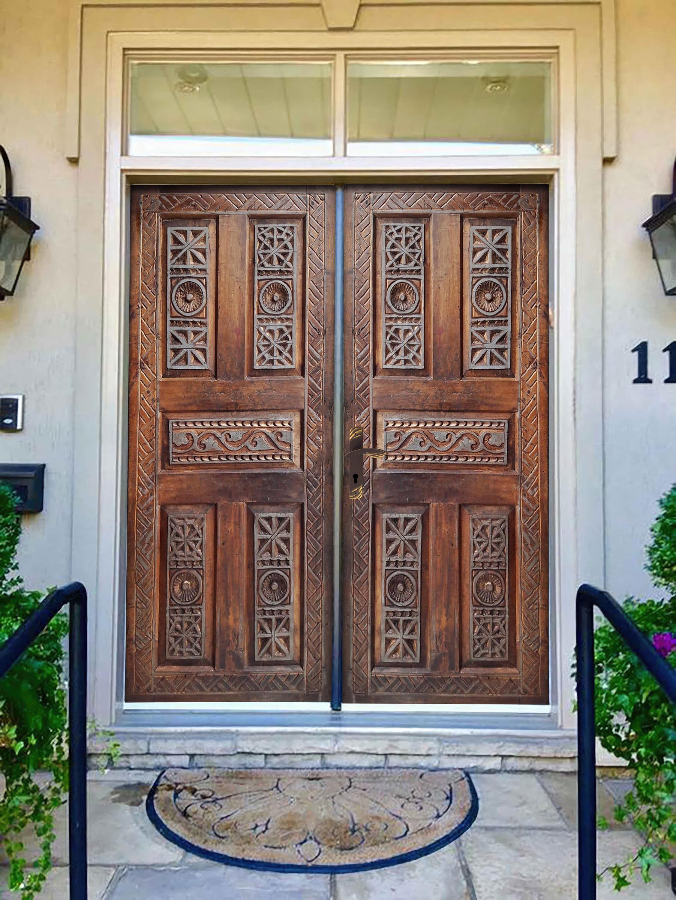 Aangepaste houten voordeur: met de hand gesneden buitenkant, interieur,  schuur, bijkeuken, kast - Etsy België, image size:2253x3000