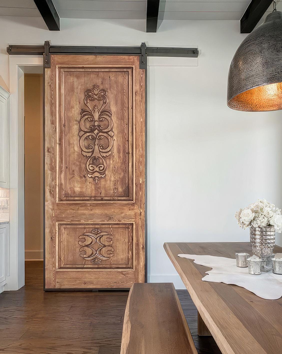 Farmhouse Solid Wood Entry Front Door, Custom Rustic Barn Doors ...