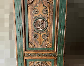 Puerta de madera tallada a mano: estilo antiguo, 34 x 71 pulgadas