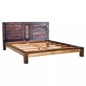 Custom Hand-Carved Solid Wood Bed Headboard, King, Queen, California king, Headboards, Footboards, Wall Art Decor, Rustic Bedroom Furniture