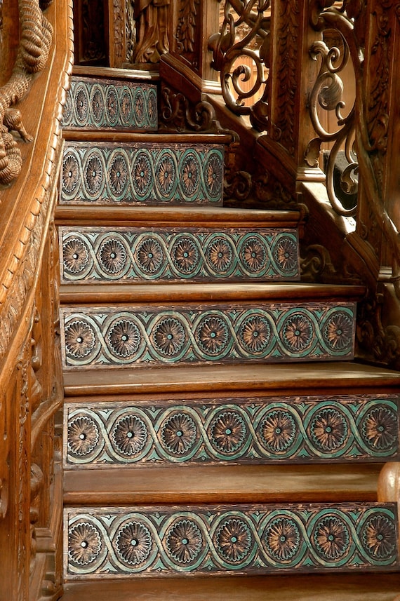 Handcarved Wood Stairs Risers Decor Wooden Stair Riser 10 Etsy