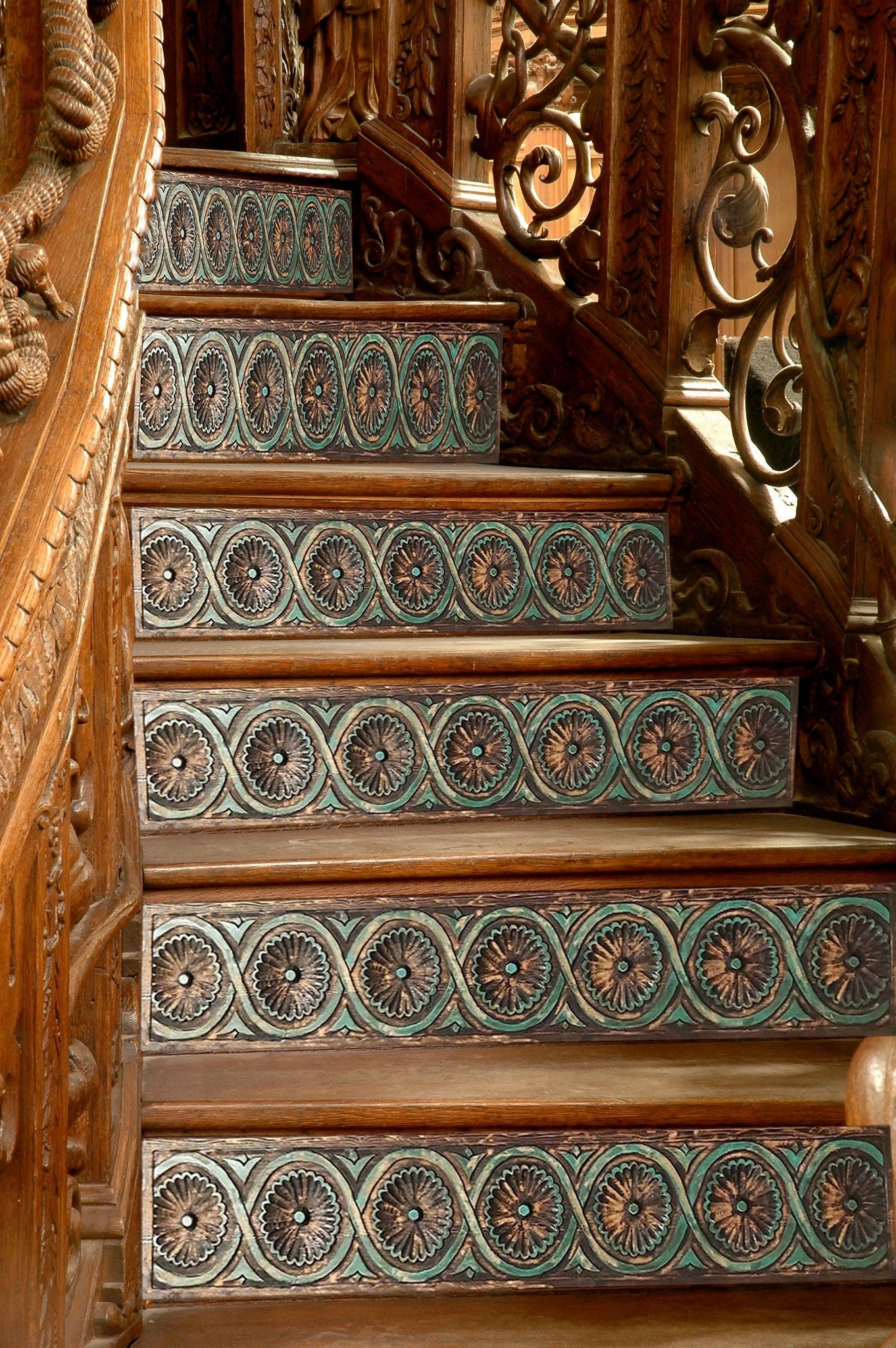 HandCarved Wood Stairs risers Decor Wooden Stair riser 10 Etsy