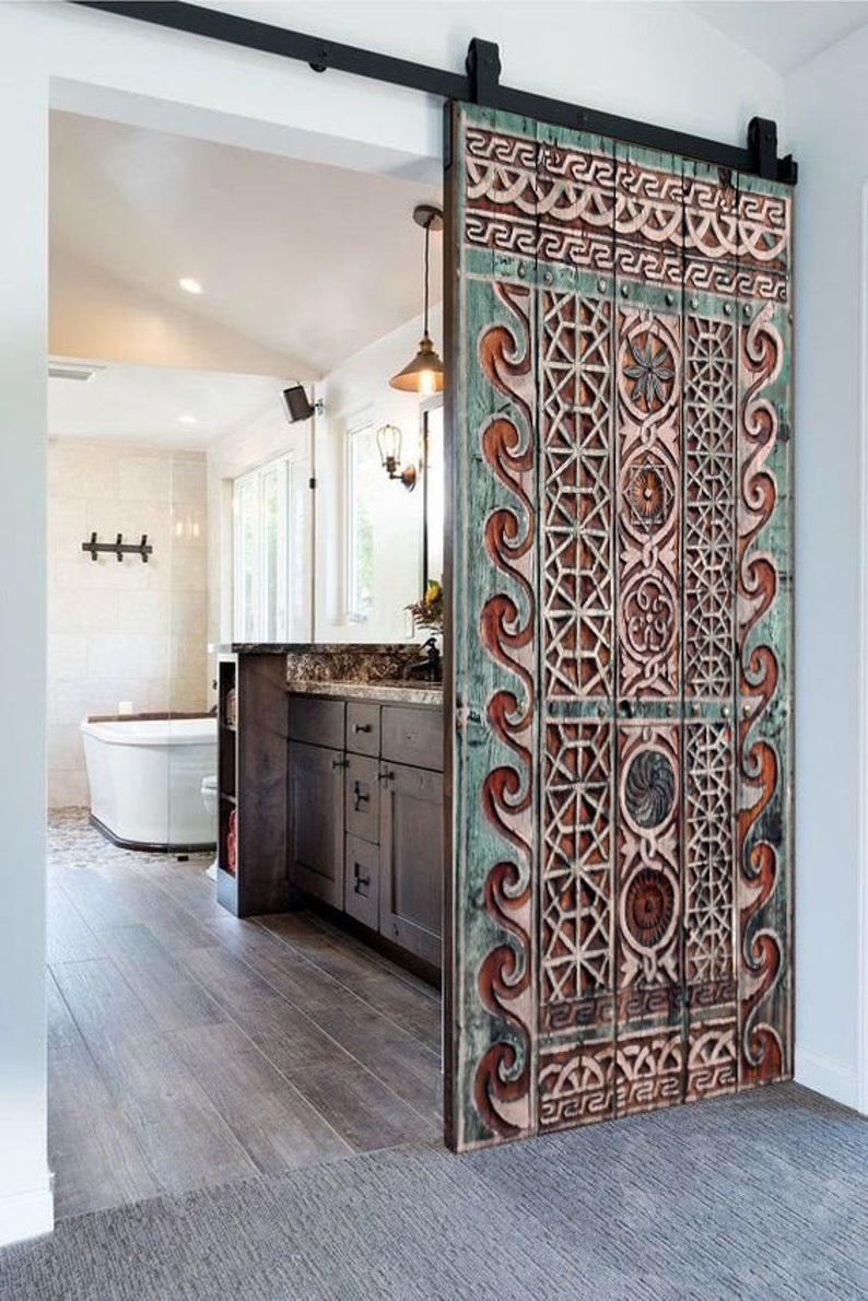 Floral Carved Spanish Barn Doors Rustic Entrance Front Door Etsy