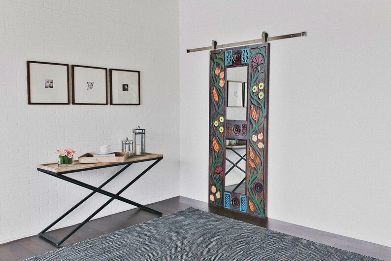 Handcarved Length Mirror Barn Door Double or Single Mirrored Etsy