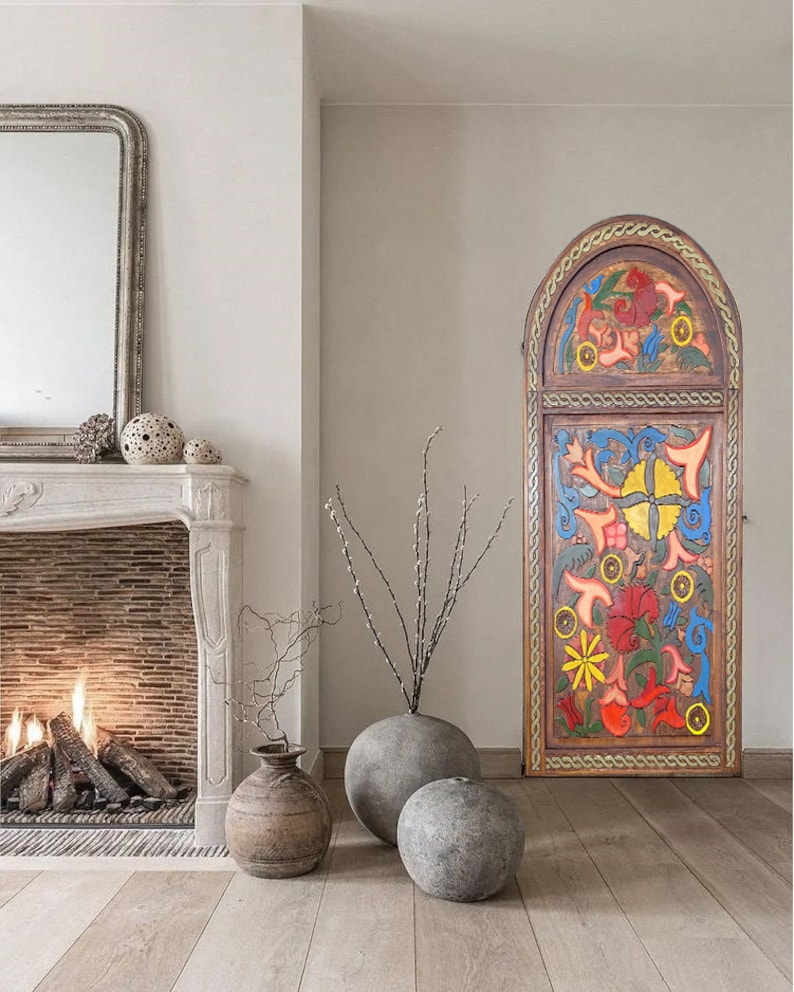 Hand Carved Custom Built Doors Antique Arched Floral Door Etsy