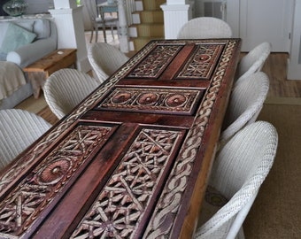 Hand Carved Barn Wood Dine Table Panel, Rustic Dine Table, Reclaim Wood Dine Table, Wooden Dining Table, Handmade Decorative Wood Furniture