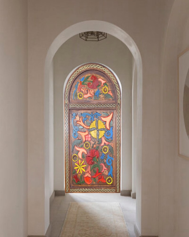 Hand Carved Custom Built Doors Antique Arched Floral Door Etsy