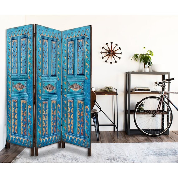 Handcarved Wood Room Divider Screen Vintage Folding Screen Etsy