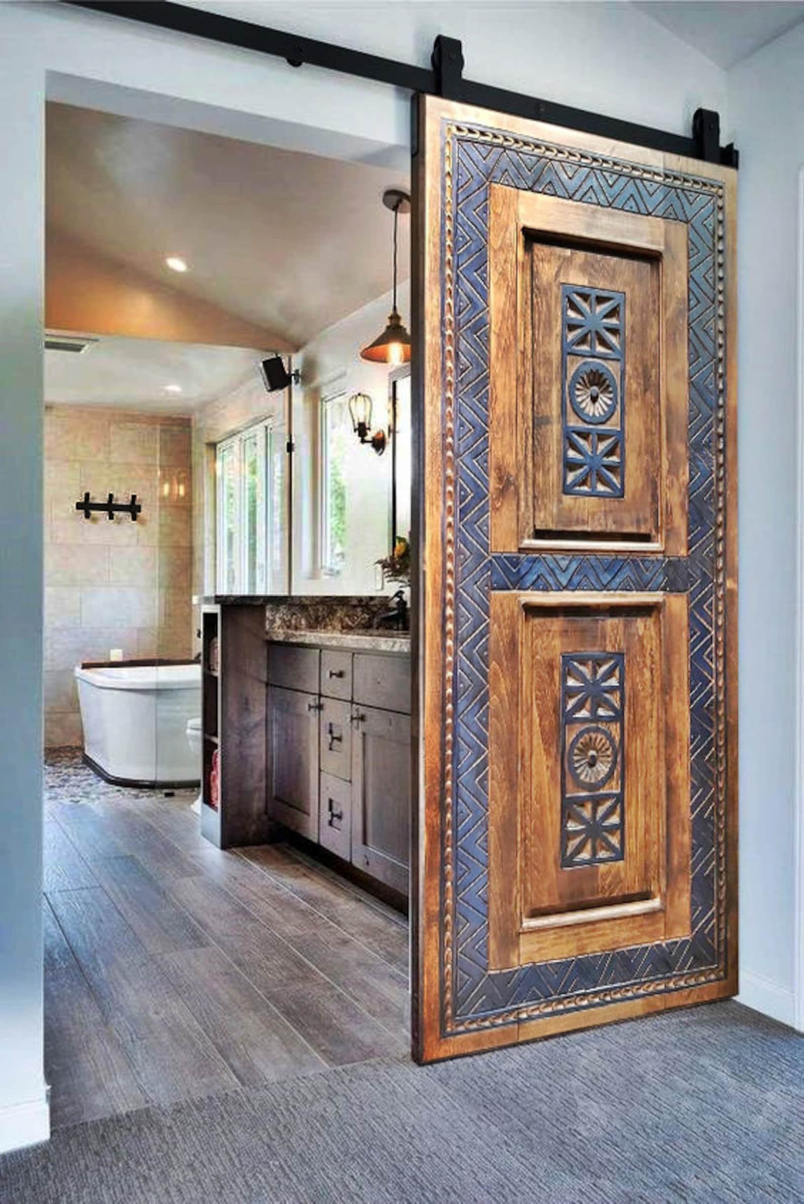 Custom Size Handcarved Barn Door Antique Craftsman Double Etsy Canada