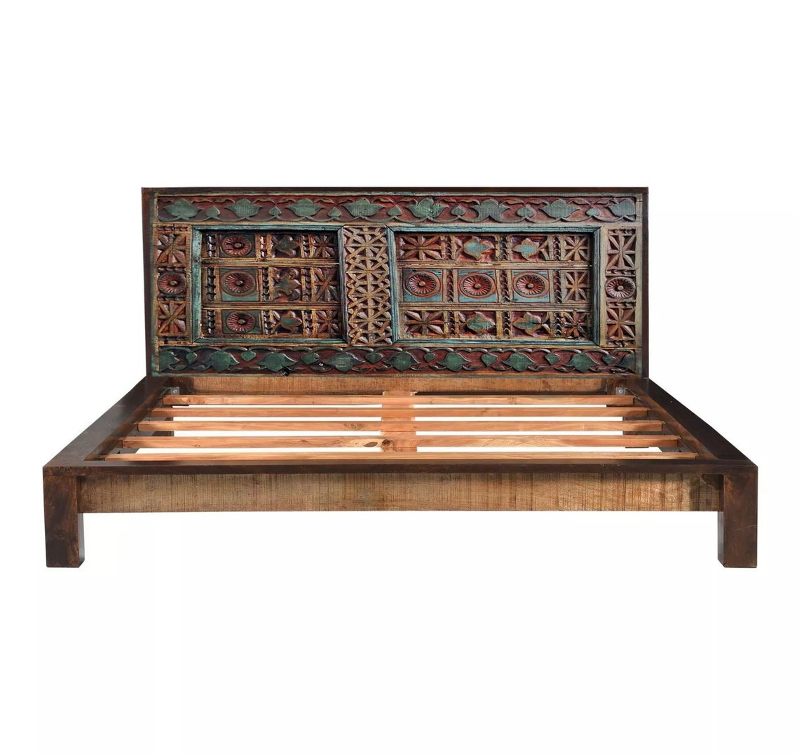 Antique Style Solid Wood Bed Frame Handcarved Queen or King Etsy