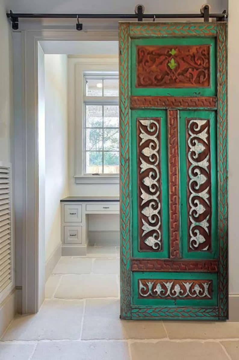 Carved Farmhouse Barn Door Spanish Door Custom Size Interior Etsy