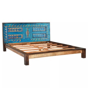 Custom Solid Wood Bed Headboard, Foodboard Hand-Carved King, Queen Bed Headboards, Wooden Boho Bed Room, Rustic Antique Furniture