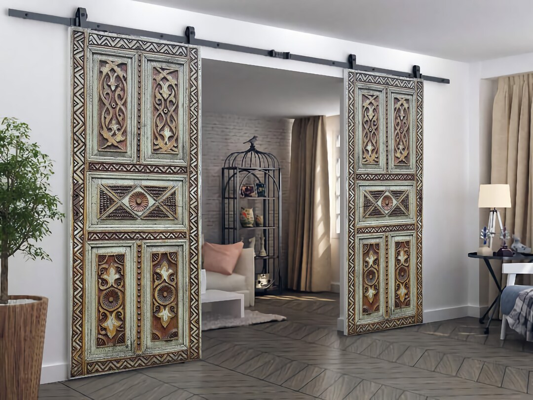 Hand Carved Solid Wood Barn Door: Custom Interior/exterior Entry - Etsy